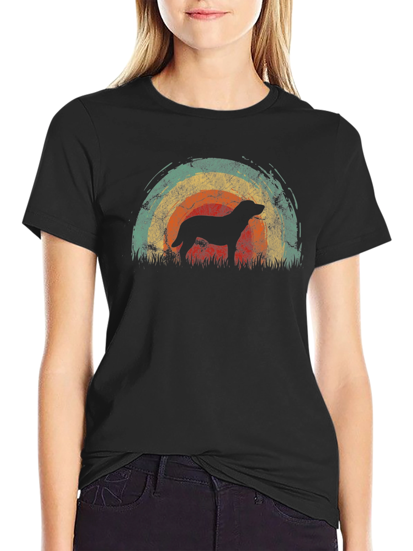 Retro Dog Silhouette Graphic T-Shirt