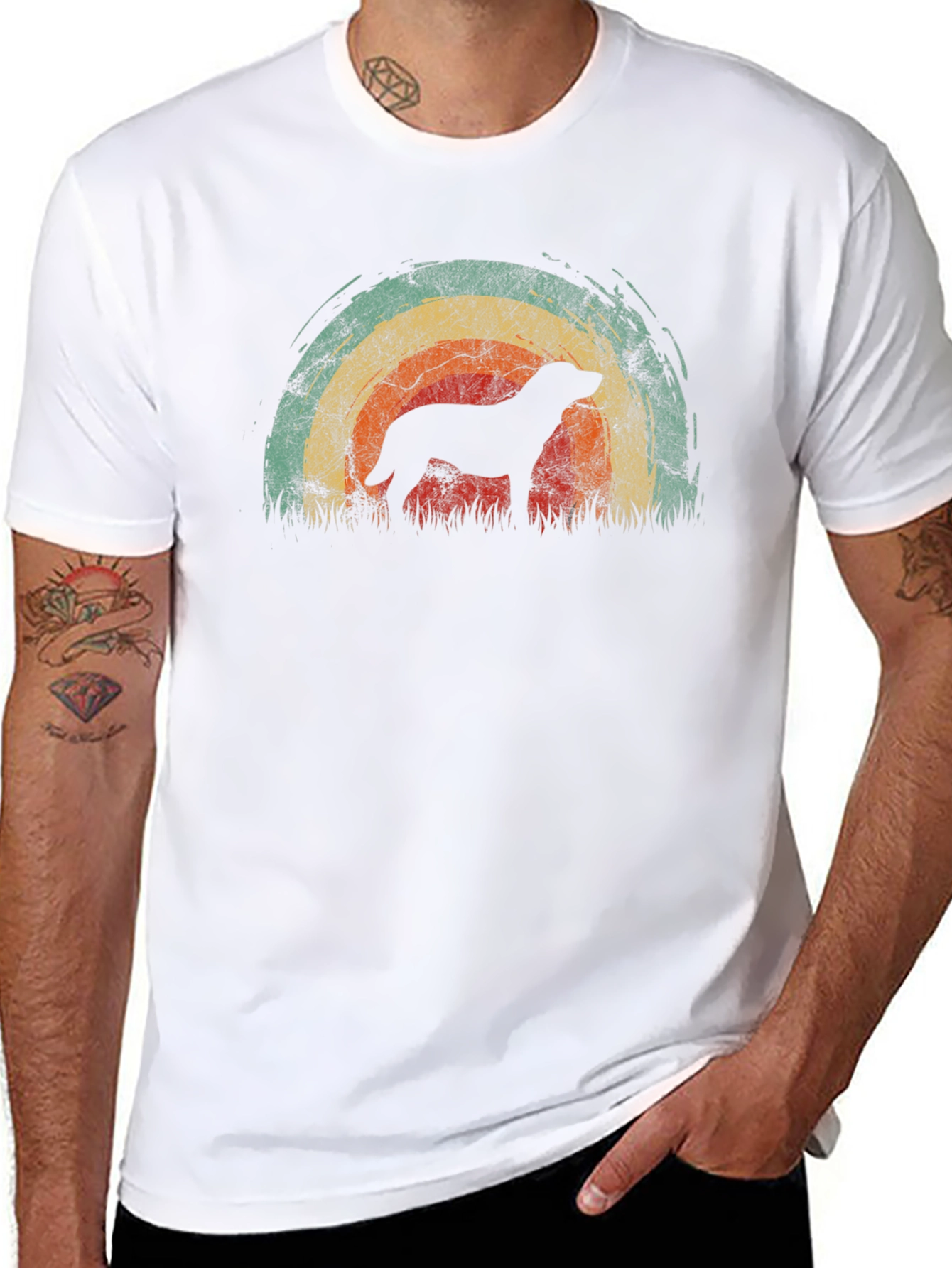 Retro Dog Silhouette Graphic T-Shirt