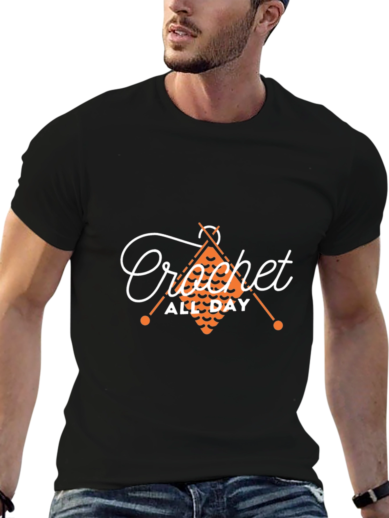 Crochet All Day Black T-Shirt