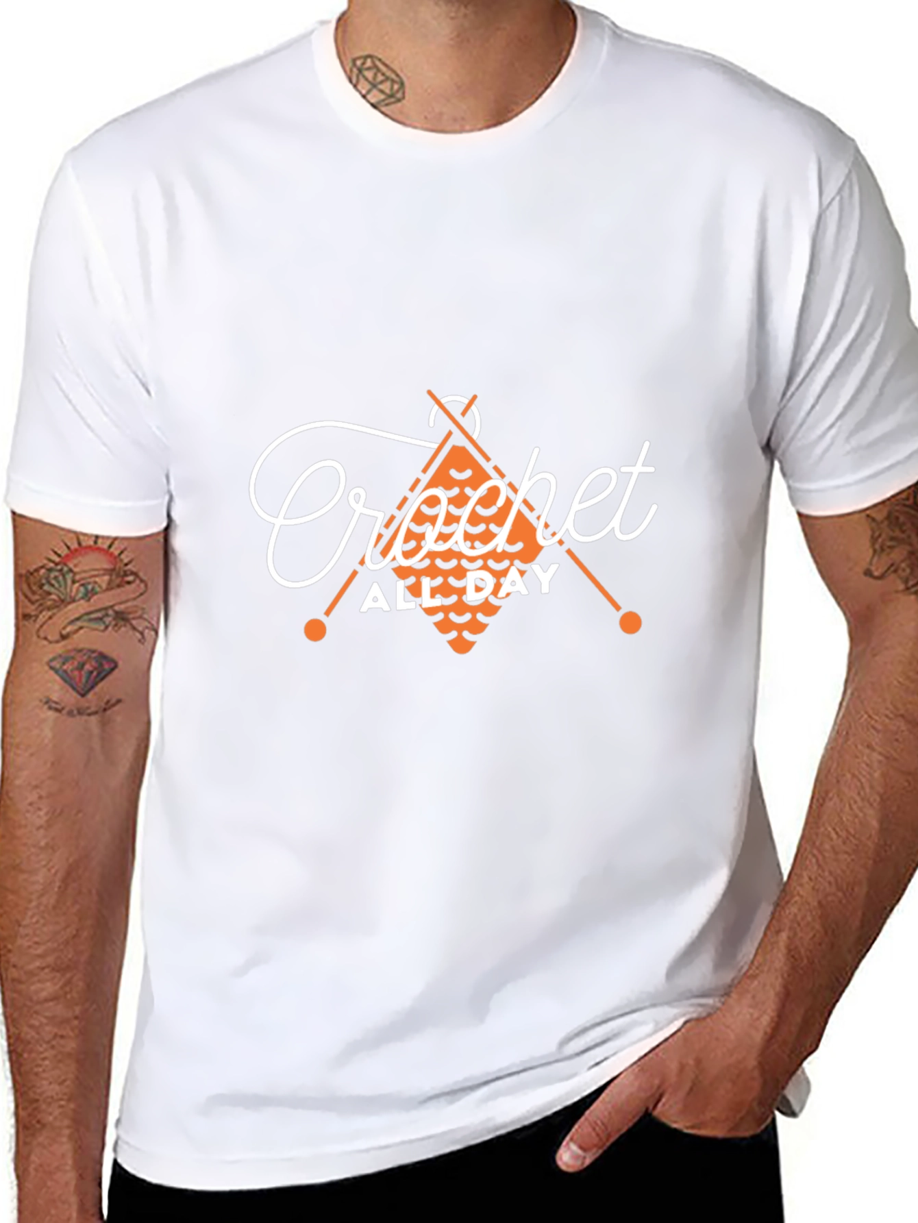 Crochet All Day Black T-Shirt