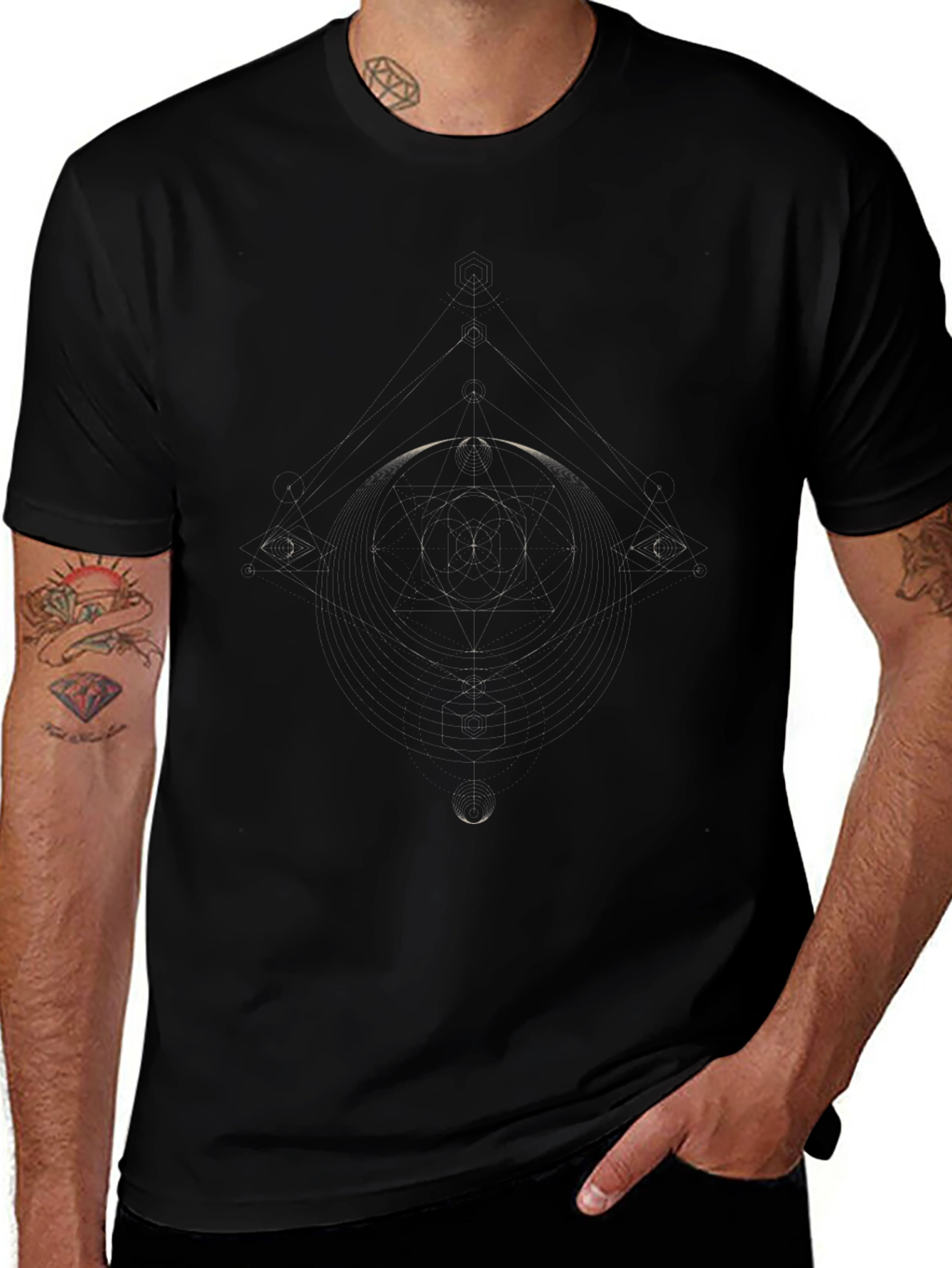 Geometric Graphic Black Tee | Modern Casual Style