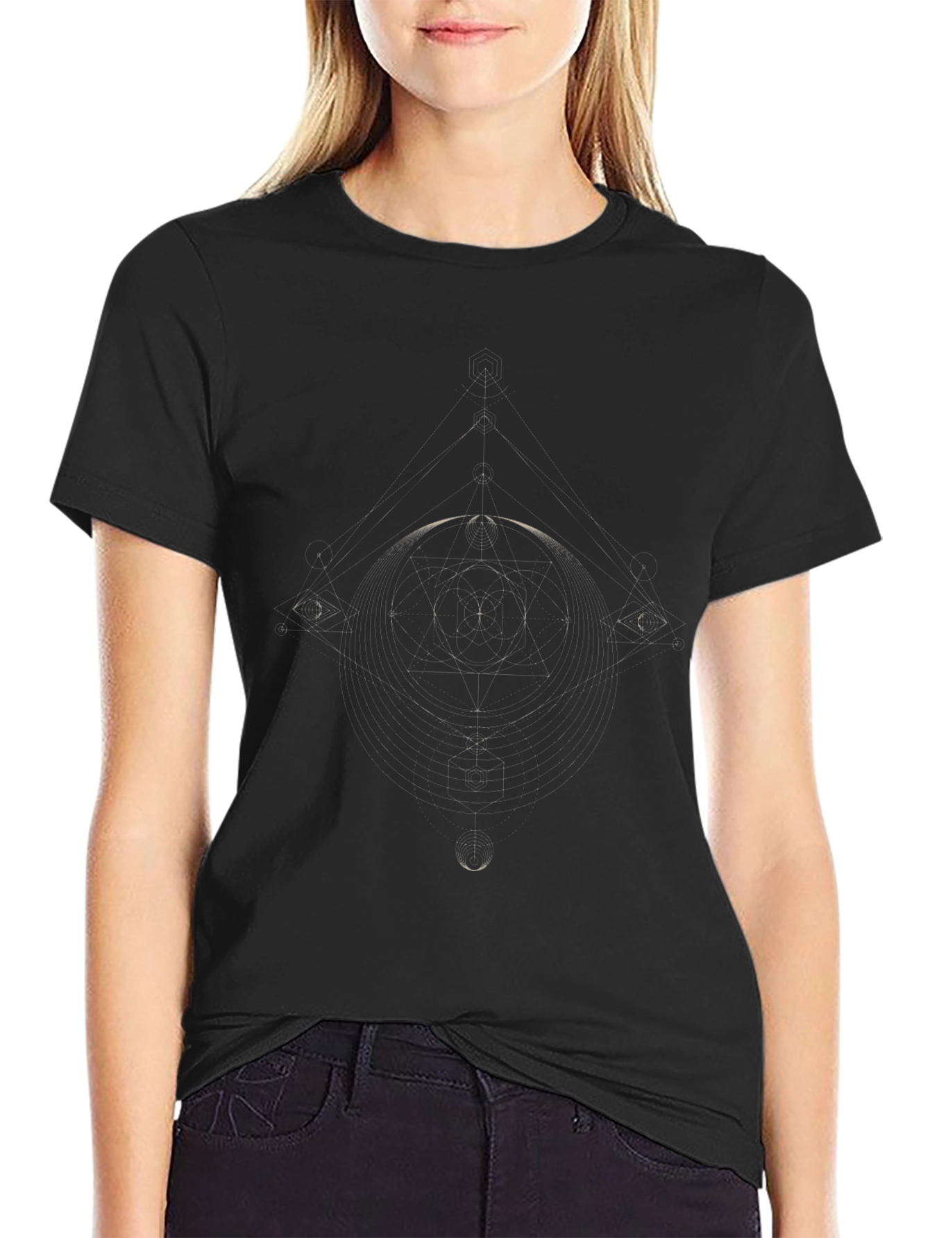 Geometric Graphic Black Tee | Modern Casual Style