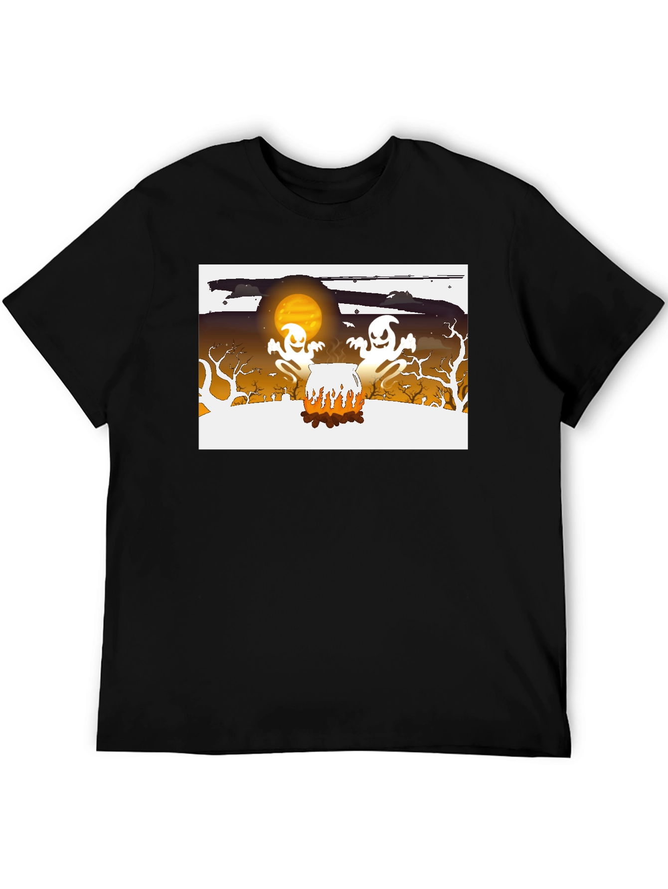 Halloween Ghost Cauldron Black T-Shirt