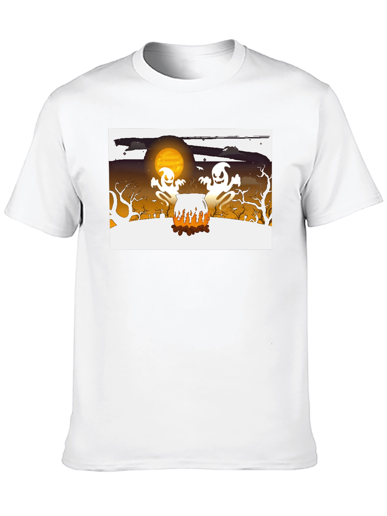 Halloween Ghost Cauldron Black T-Shirt