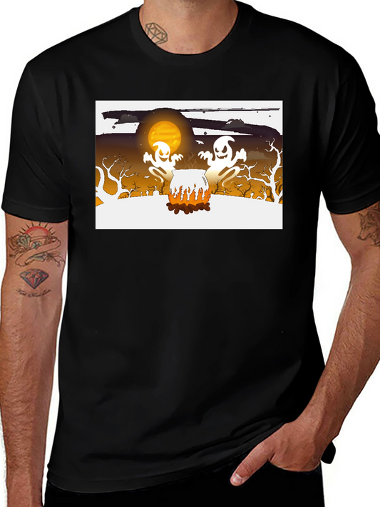 Halloween Ghost Cauldron Black T-Shirt