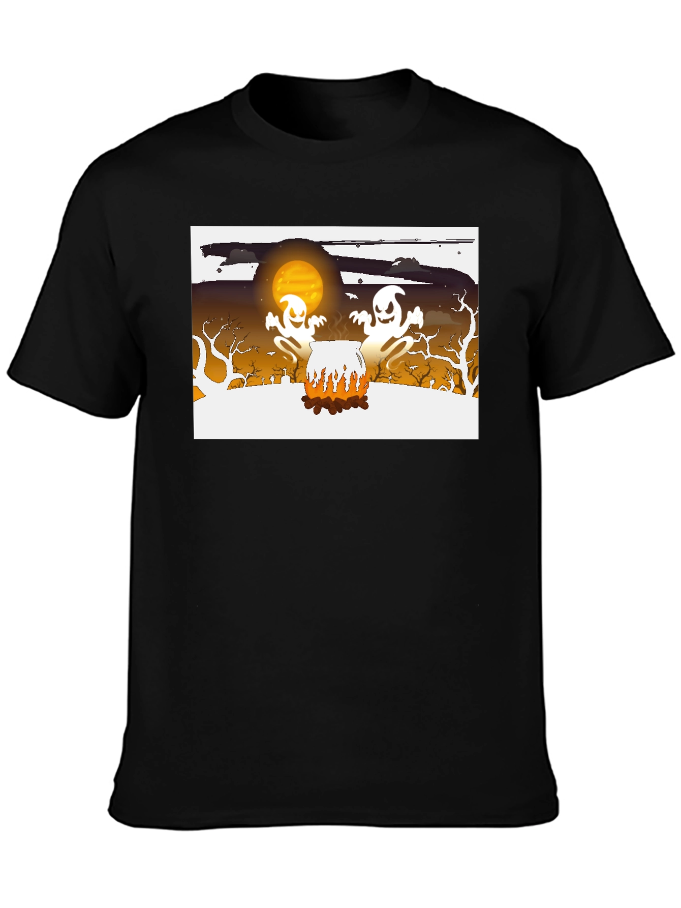 Halloween Ghost Cauldron Black T-Shirt