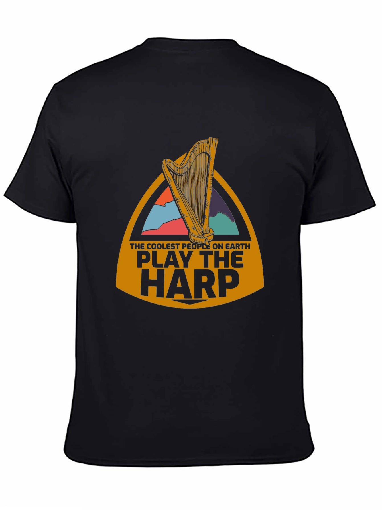 Coolest People Play Harp Black T-Shirt