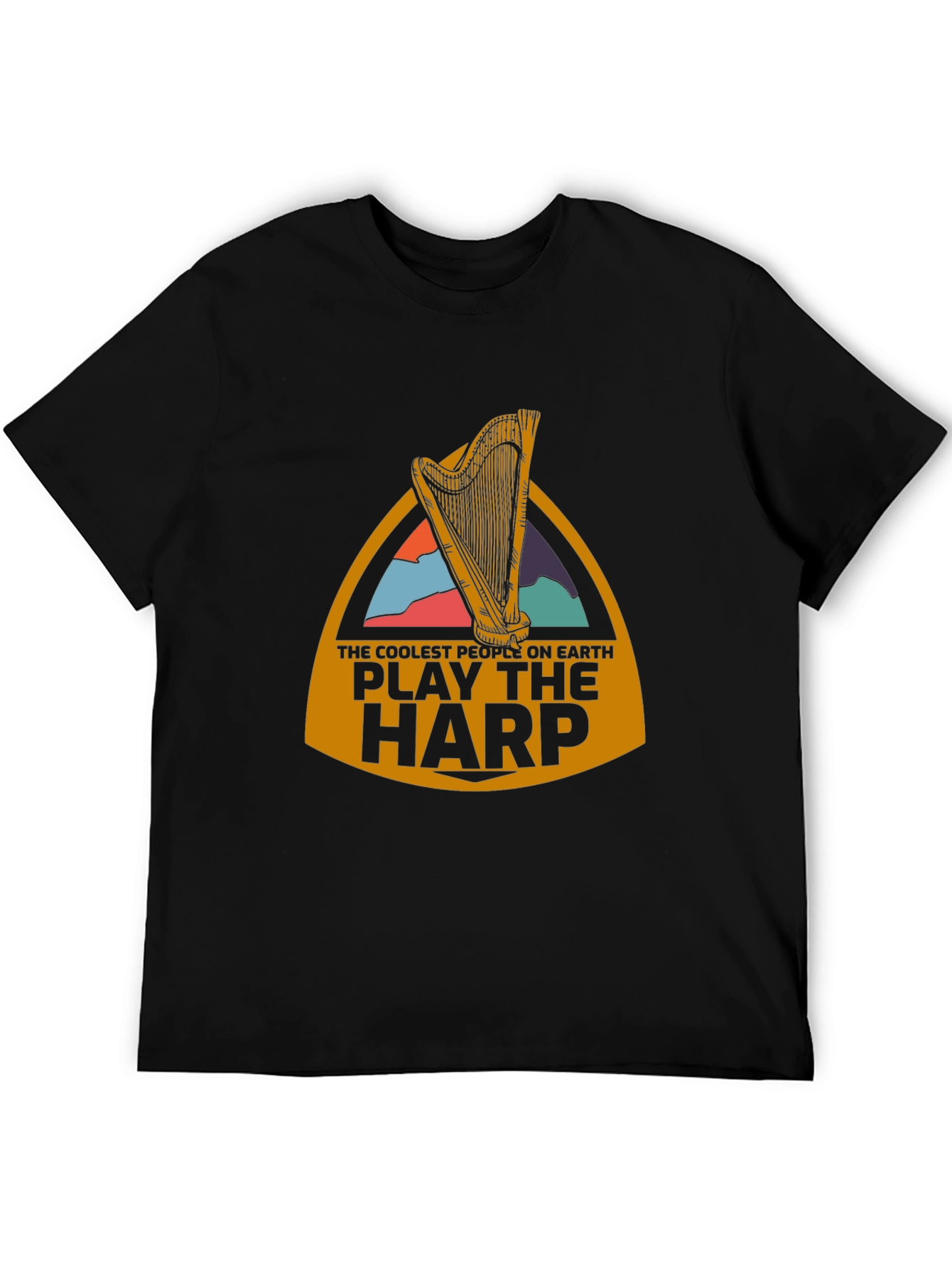 Coolest People Play Harp Black T-Shirt
