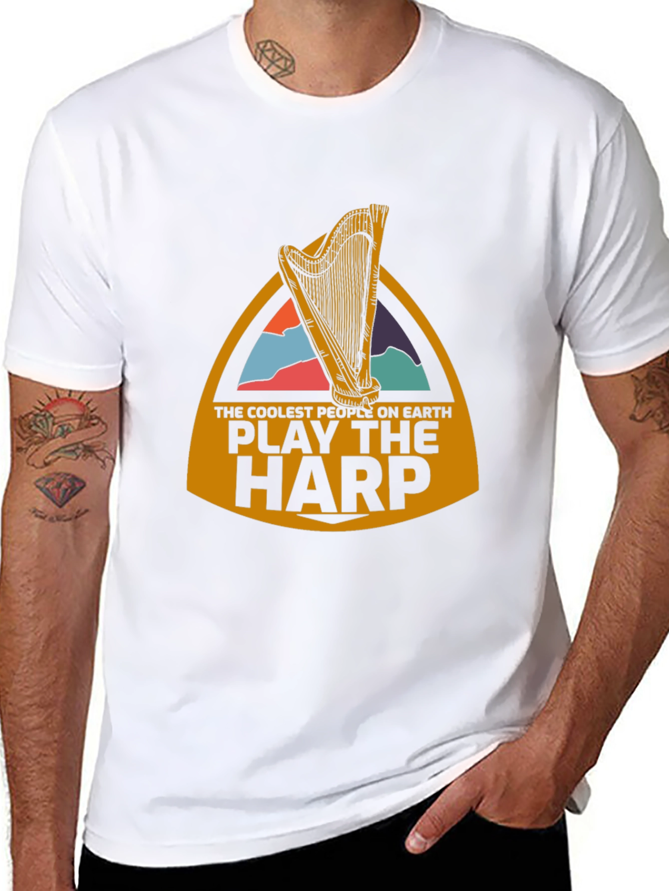 Coolest People Play Harp Black T-Shirt