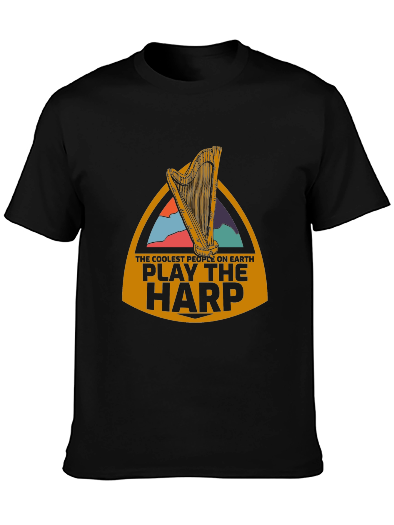 Coolest People Play Harp Black T-Shirt