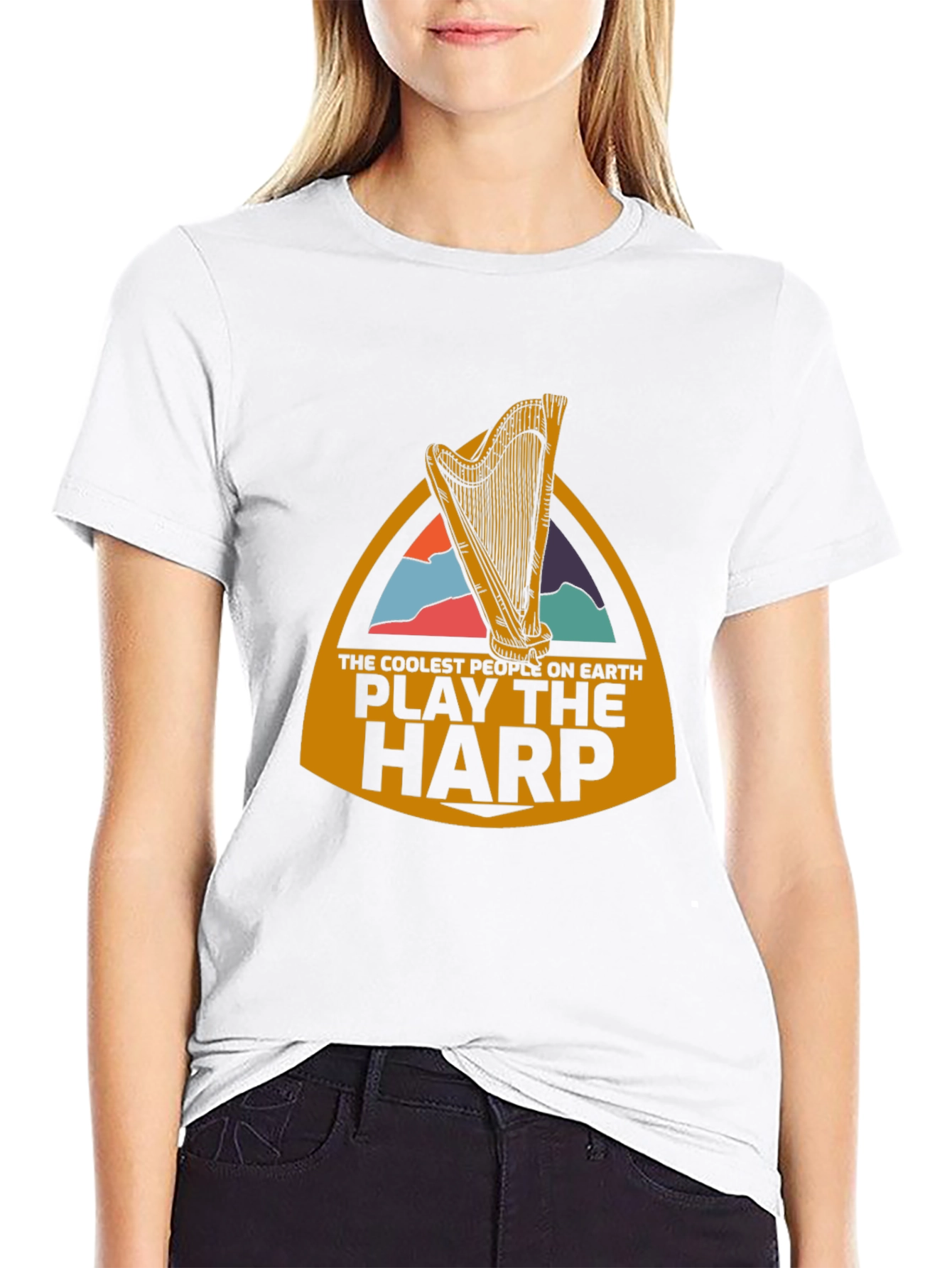 Coolest People Play Harp Black T-Shirt