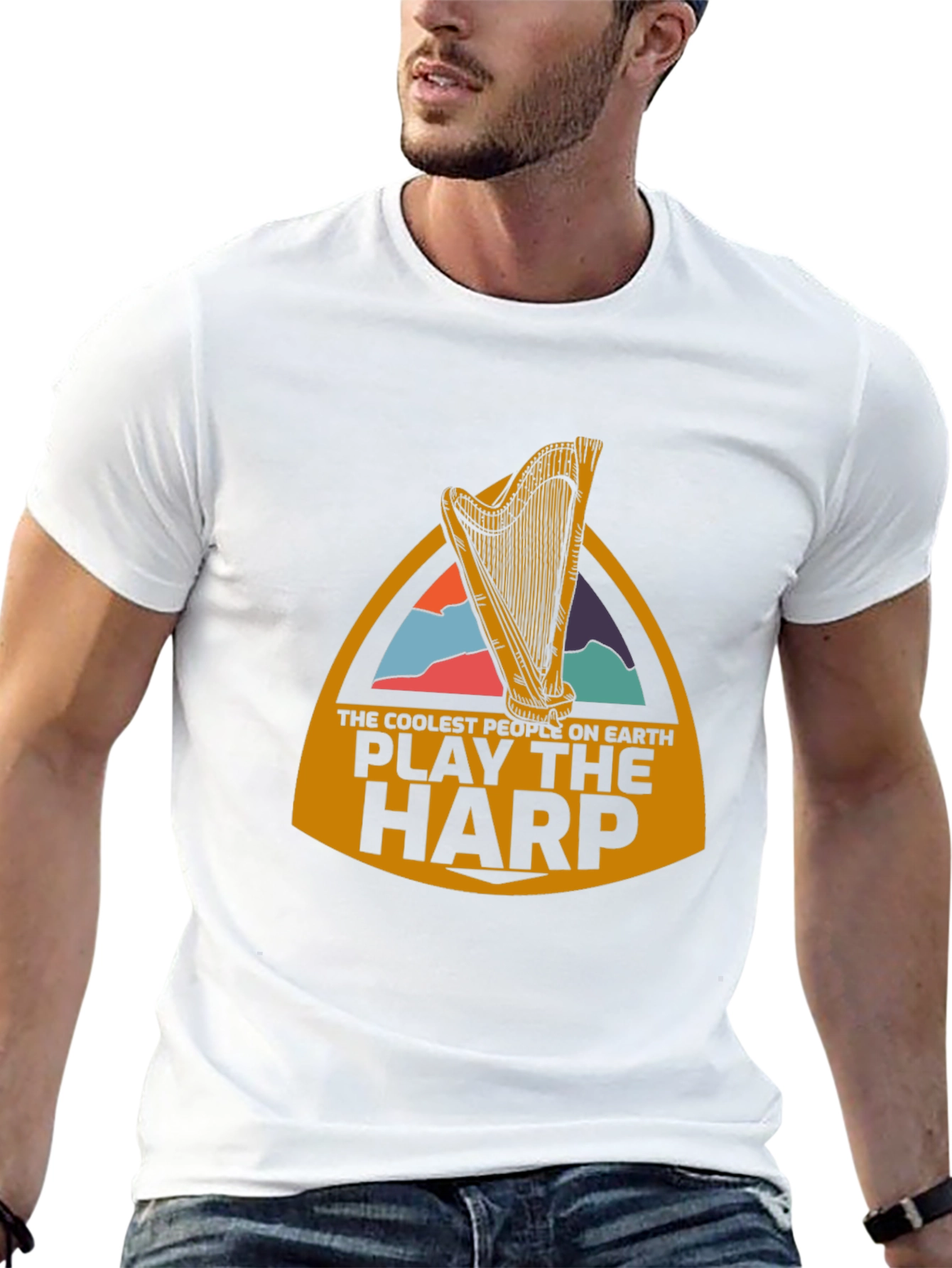 Coolest People Play Harp Black T-Shirt