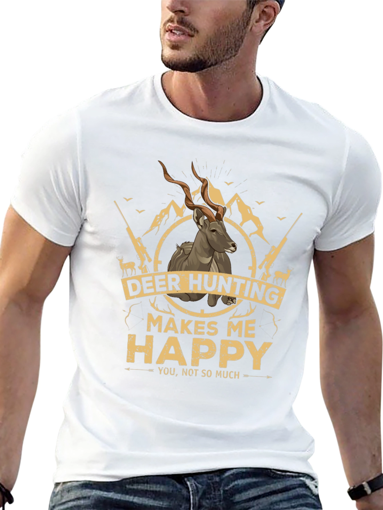 Deer Hunting Makes Me Happy Graphic T-Shirt