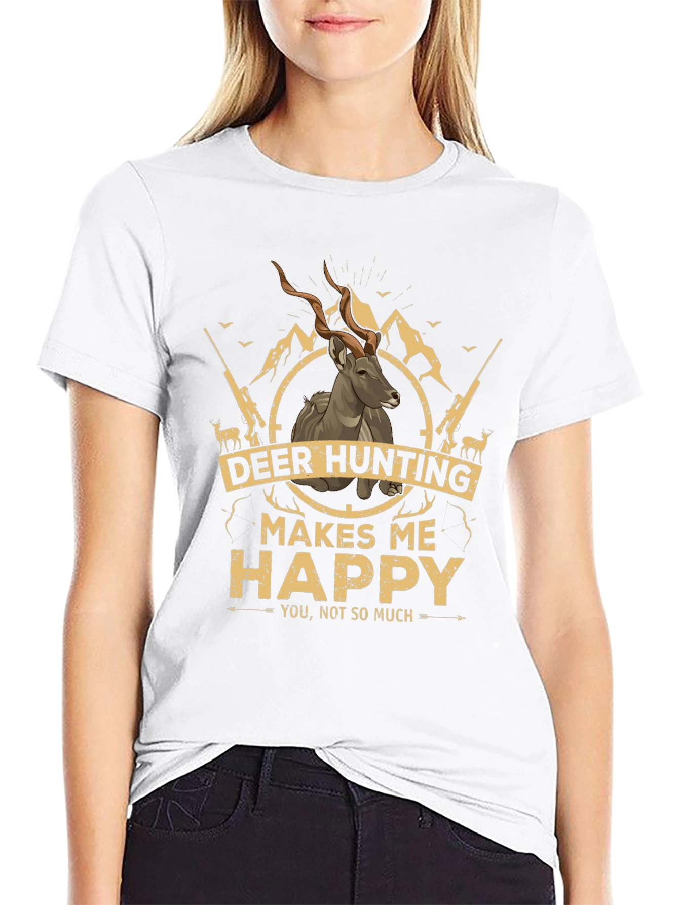Deer Hunting Makes Me Happy Graphic T-Shirt