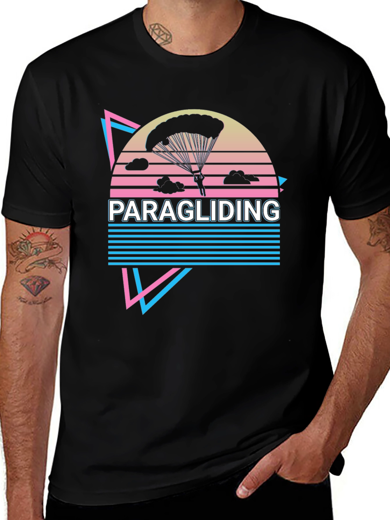 Paragliding Graphic Tee - Retro Style Adventure Shirt