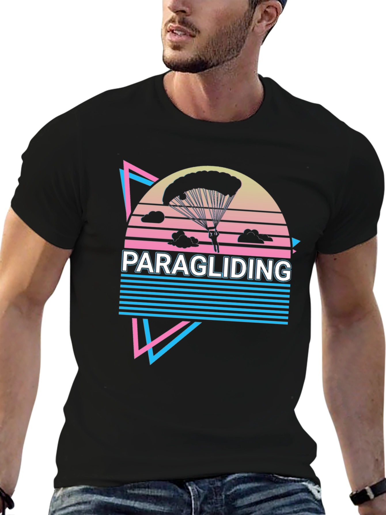 Paragliding Graphic Tee - Retro Style Adventure Shirt