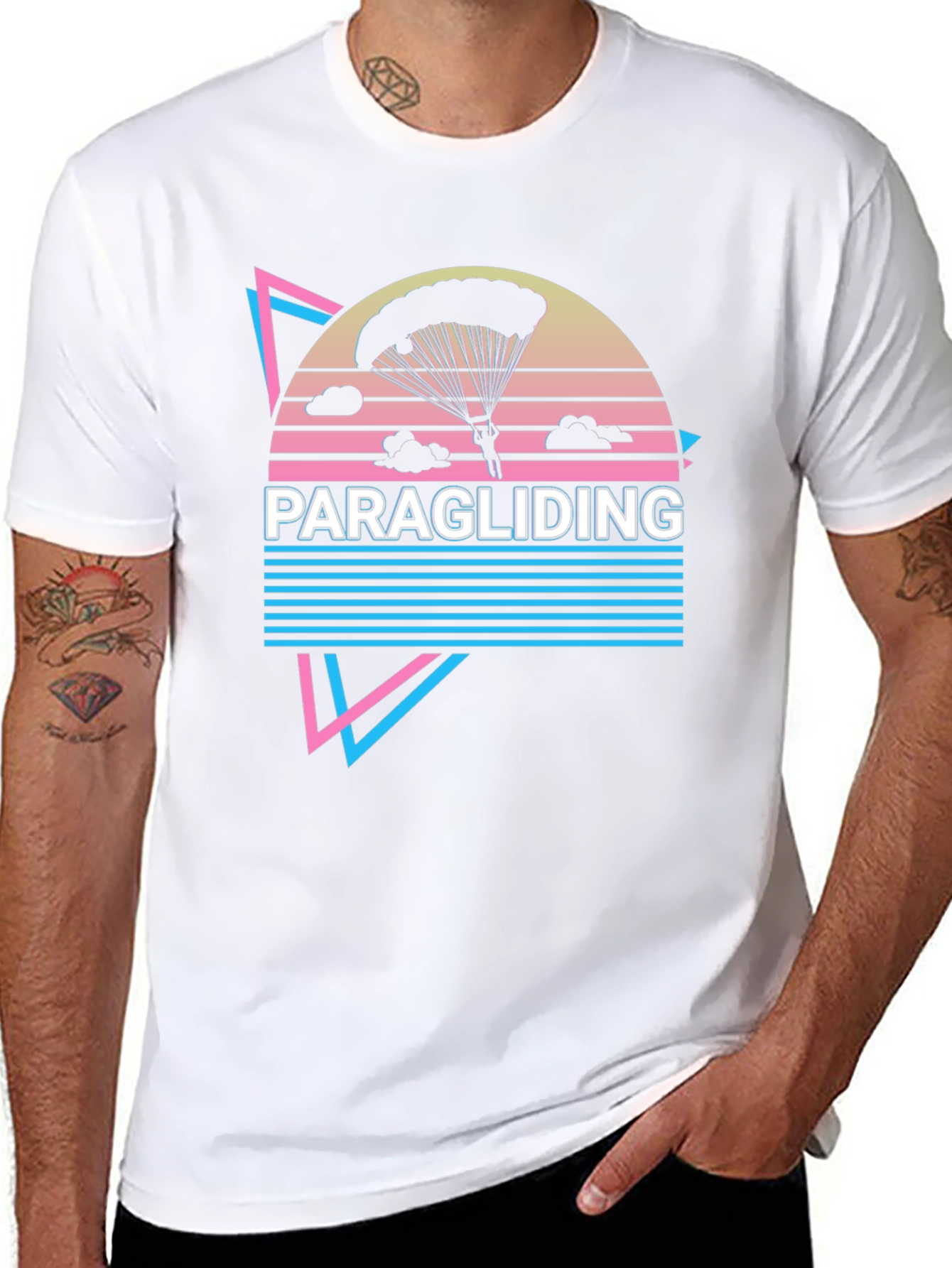 Paragliding Graphic Tee - Retro Style Adventure Shirt