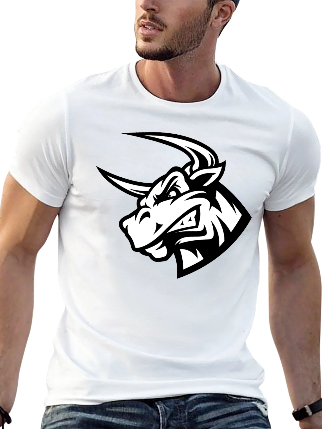 Black Bull Graphic Tee - Mens Crew Neck T-Shirt