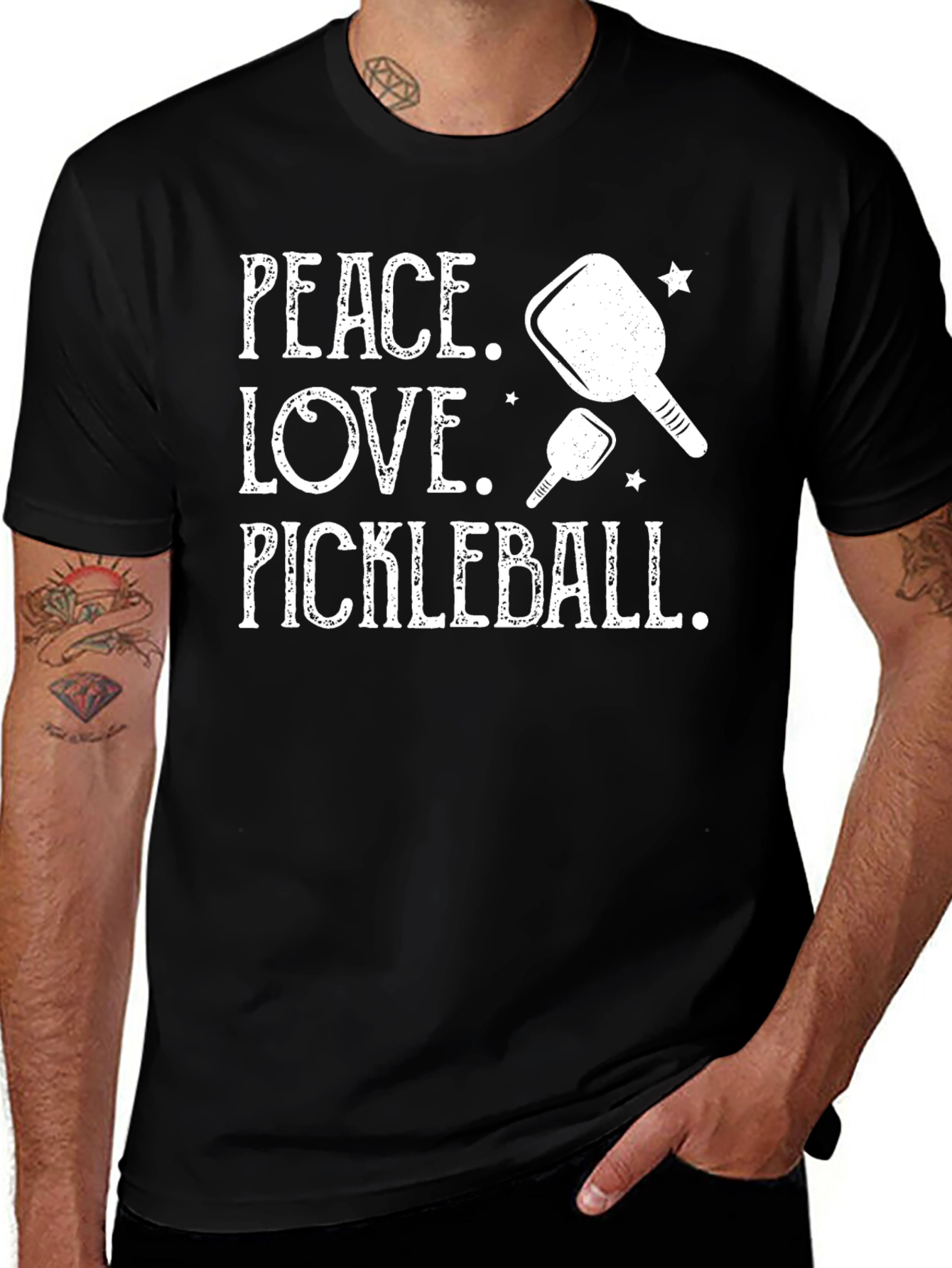Peace Love Pickleball Black Graphic Tee