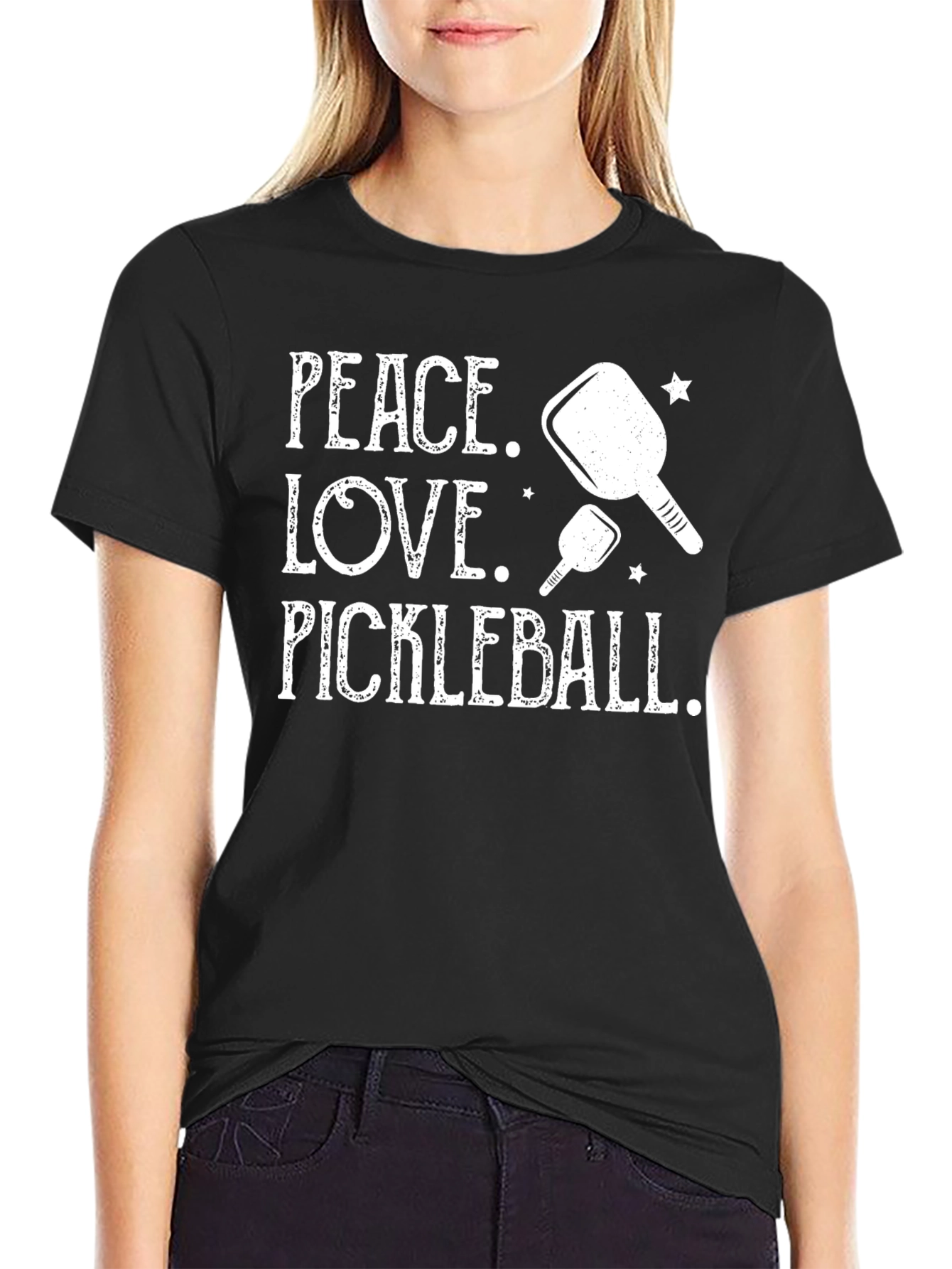 Peace Love Pickleball Black Graphic Tee