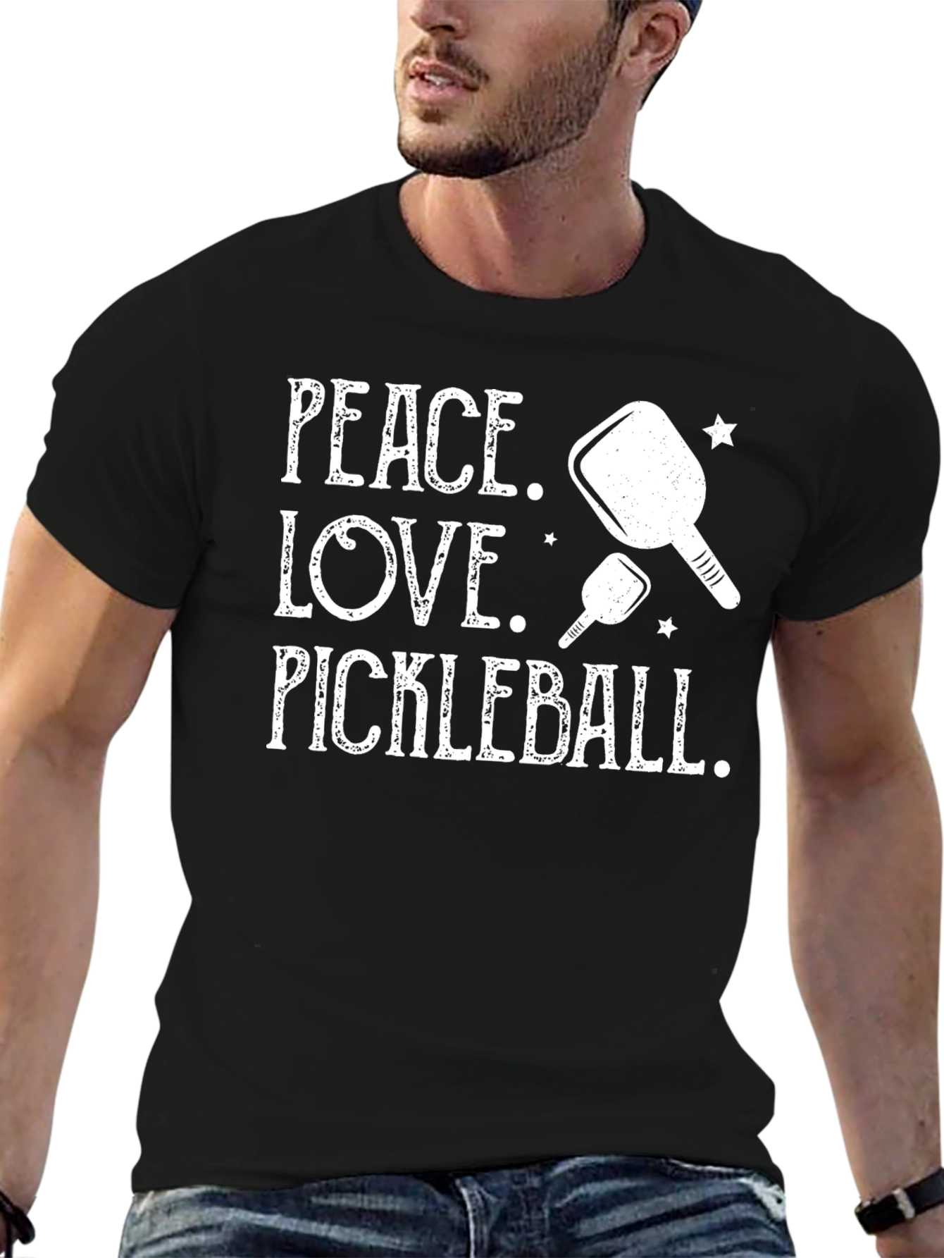 Peace Love Pickleball Black Graphic Tee
