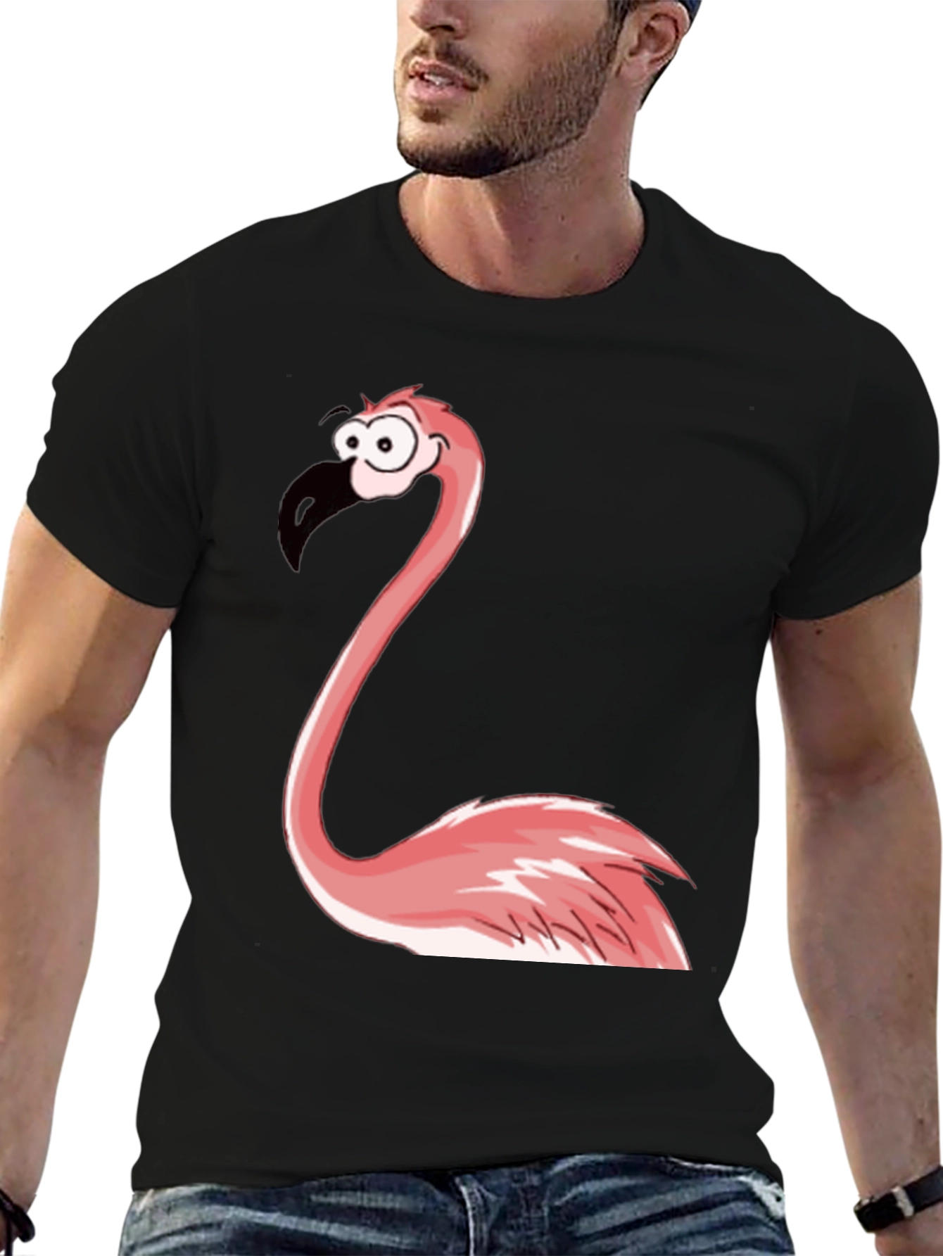 Funny Flamingo Graphic Tee - Black Casual T-Shirt