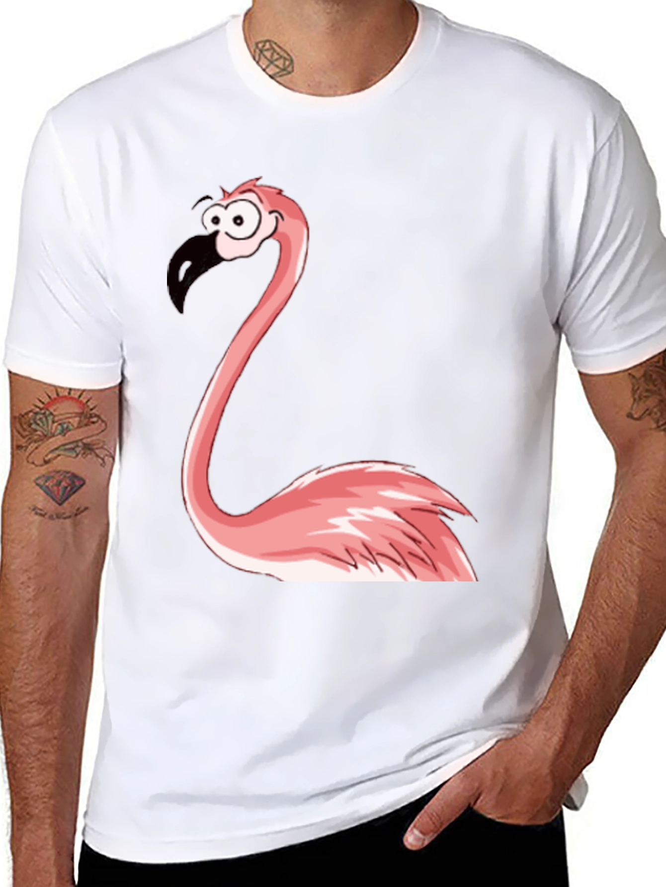 Funny Flamingo Graphic Tee - Black Casual T-Shirt