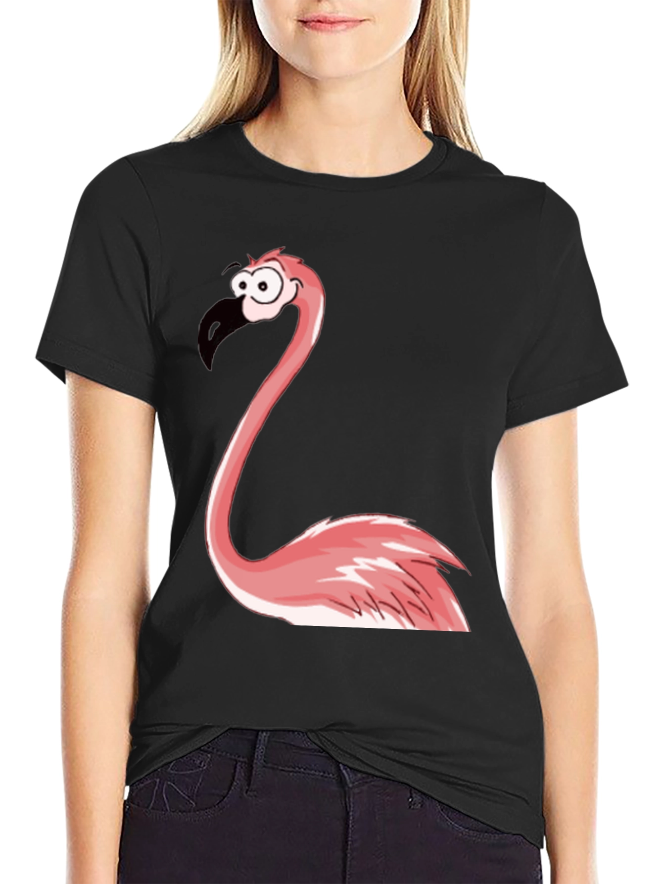 Funny Flamingo Graphic Tee - Black Casual T-Shirt