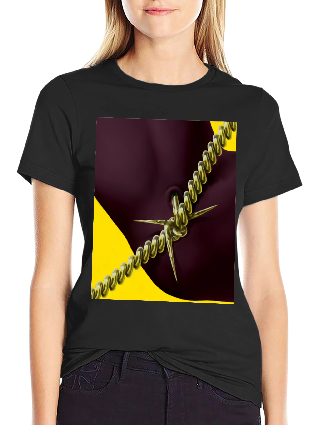 Edgy Chain Body Art Graphic Tee