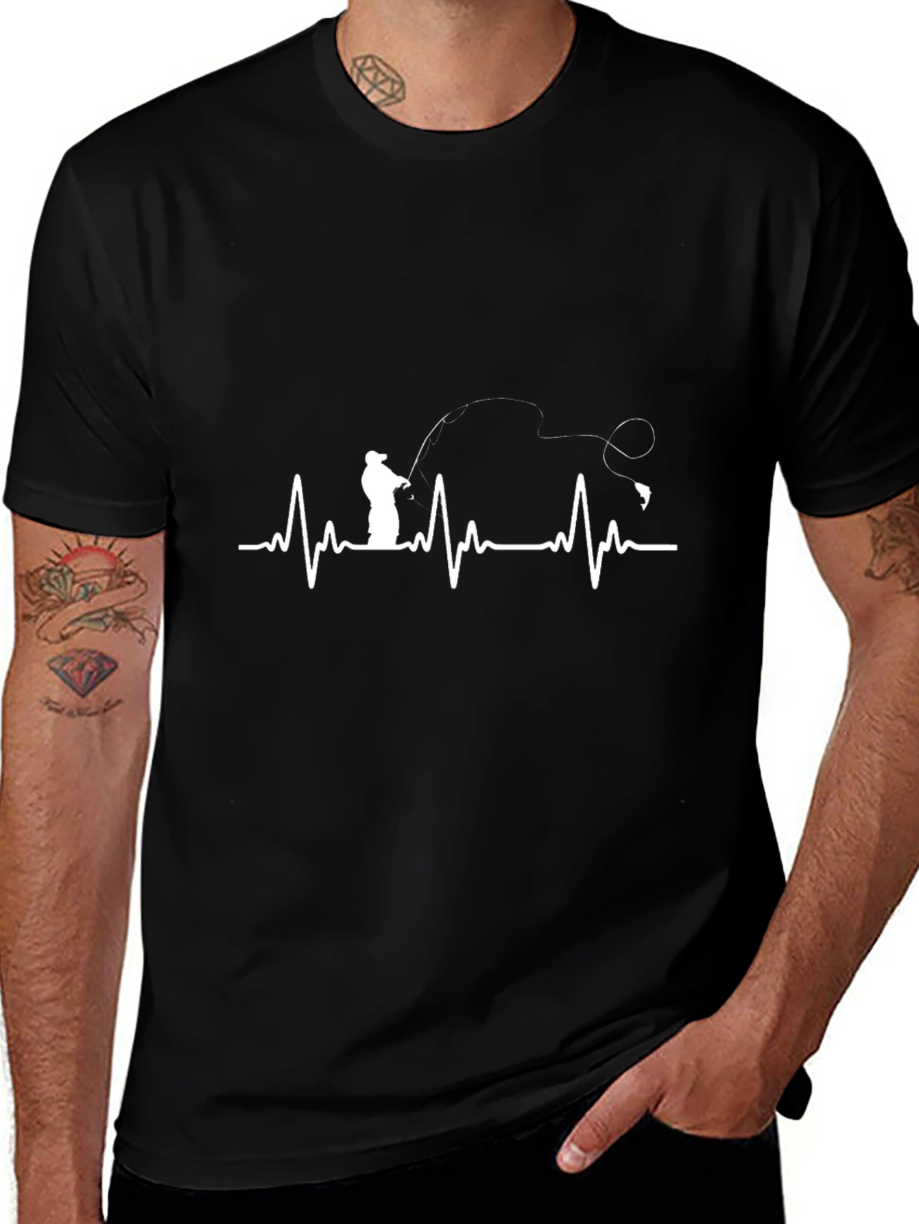 Fisherman Heartbeat Graphic Tee