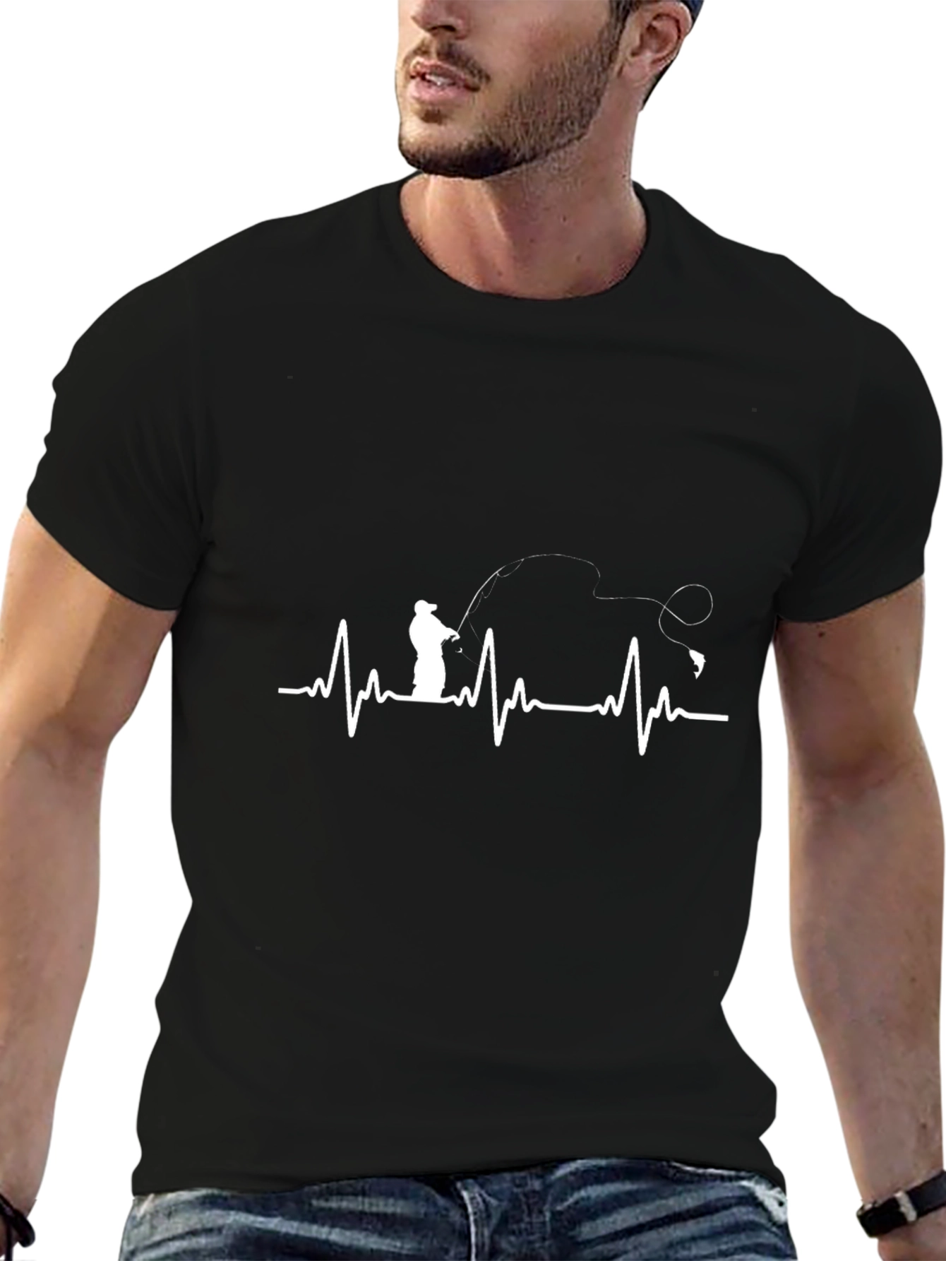 Fisherman Heartbeat Graphic Tee