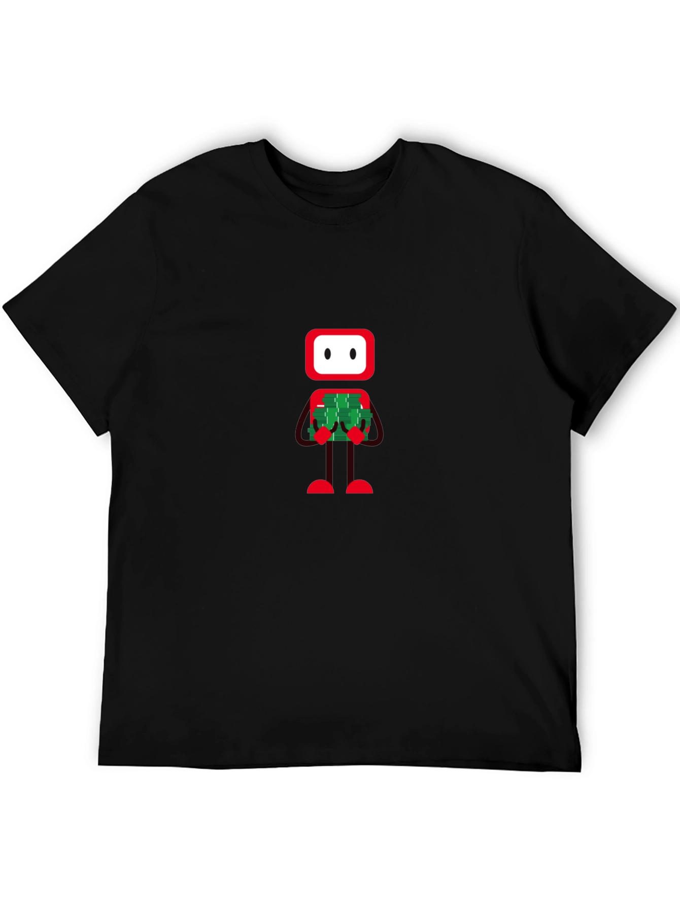 Robot Holding Money Graphic Black Tee