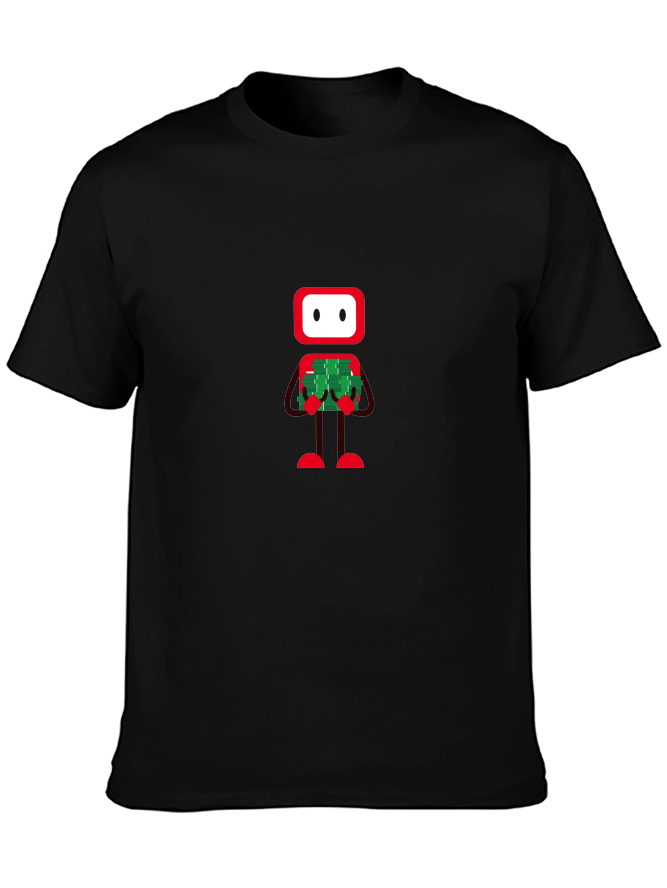 Robot Holding Money Graphic Black Tee