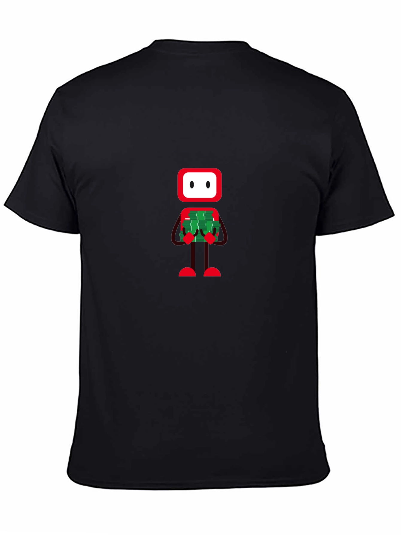 Robot Holding Money Graphic Black Tee