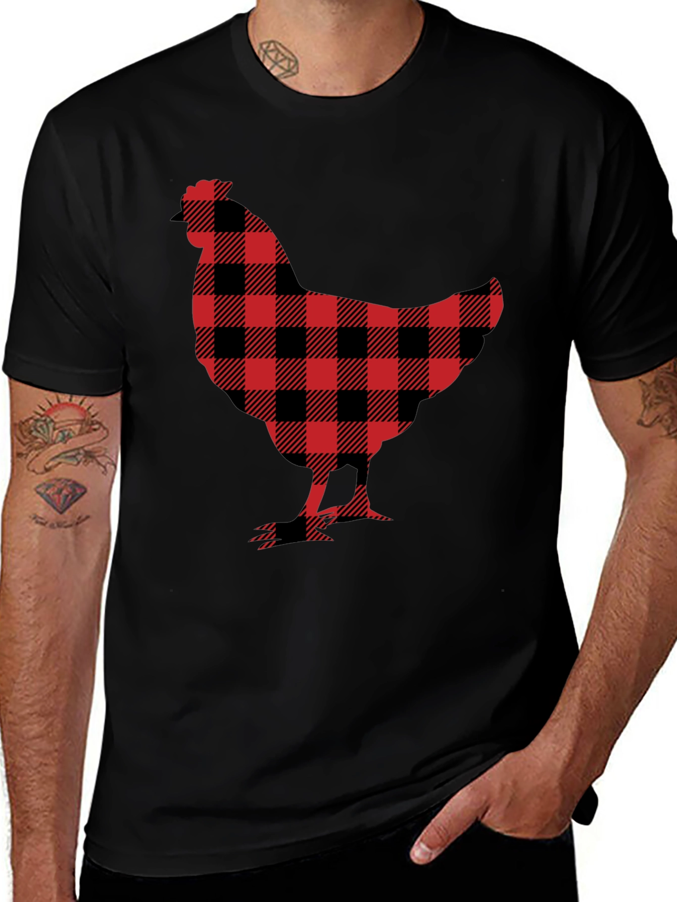 Buffalo Plaid Chicken Graphic Tee