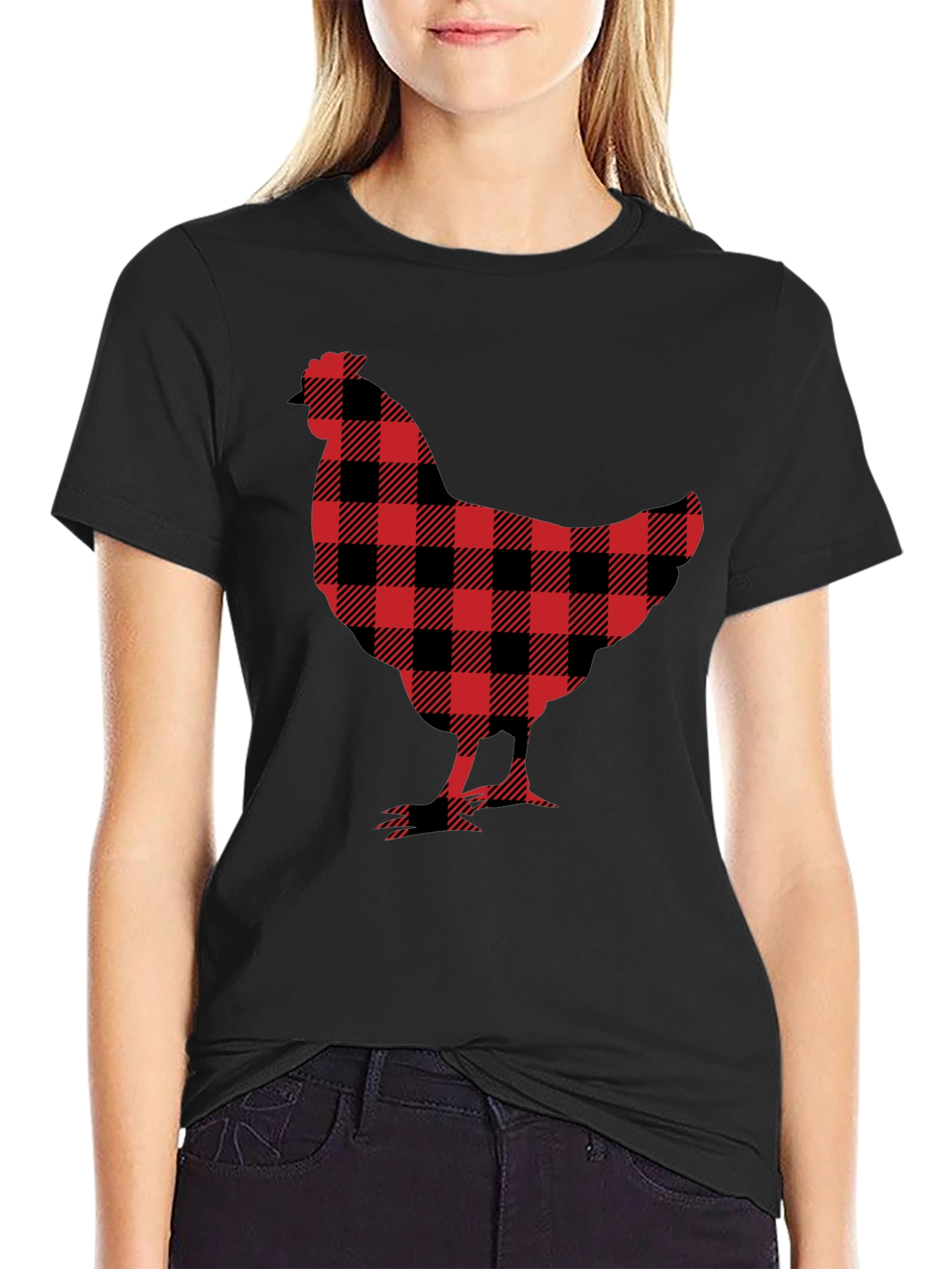 Buffalo Plaid Chicken Graphic Tee