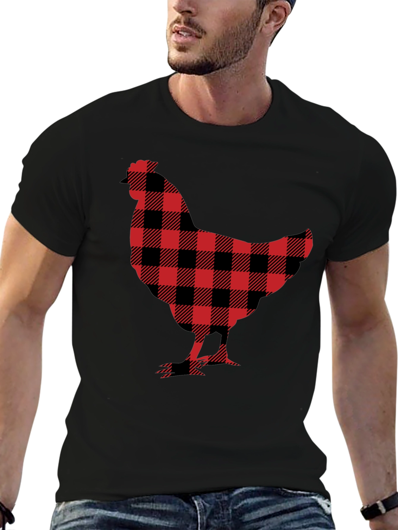 Buffalo Plaid Chicken Graphic Tee
