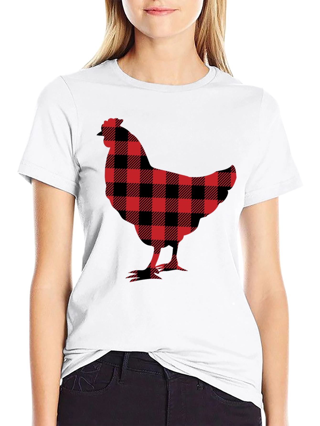 Buffalo Plaid Chicken Graphic Tee