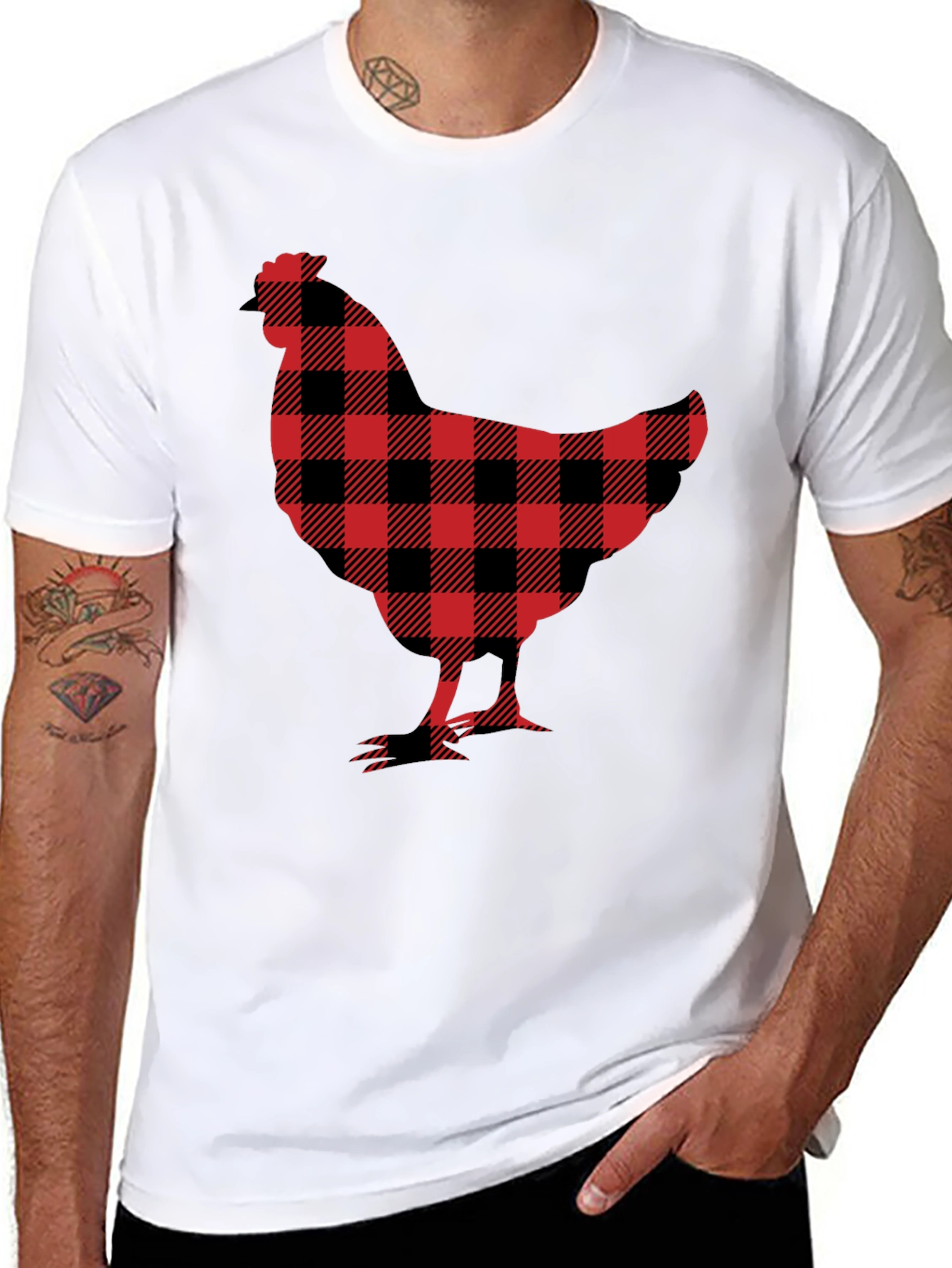 Buffalo Plaid Chicken Graphic Tee