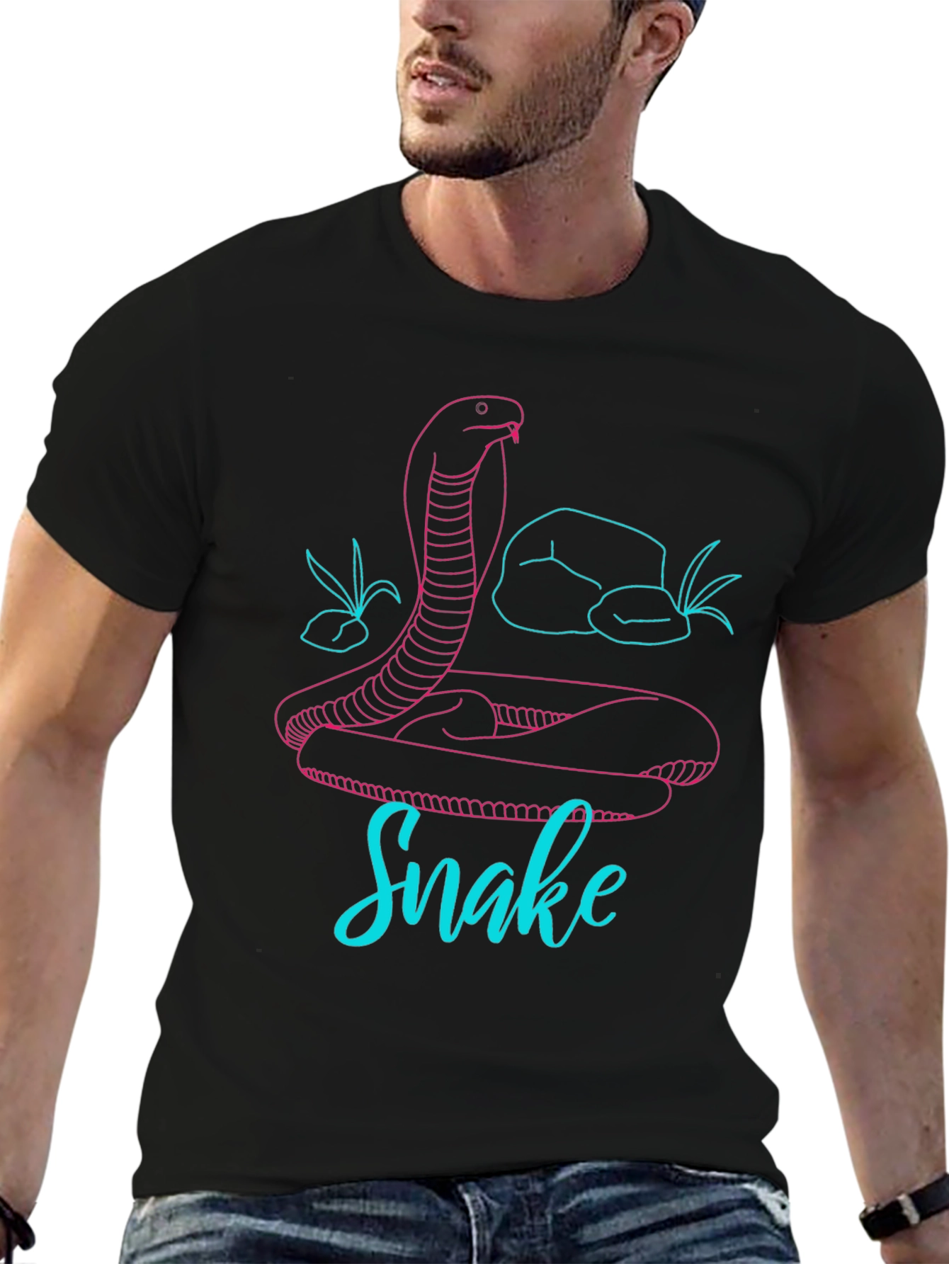 Snake Graphic Tee - Modern Line Art Design