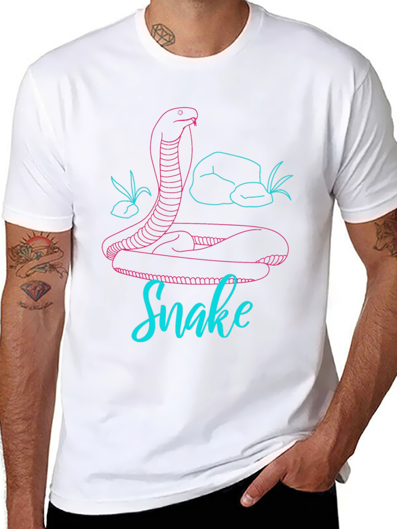 Snake Graphic Tee - Modern Line Art Design