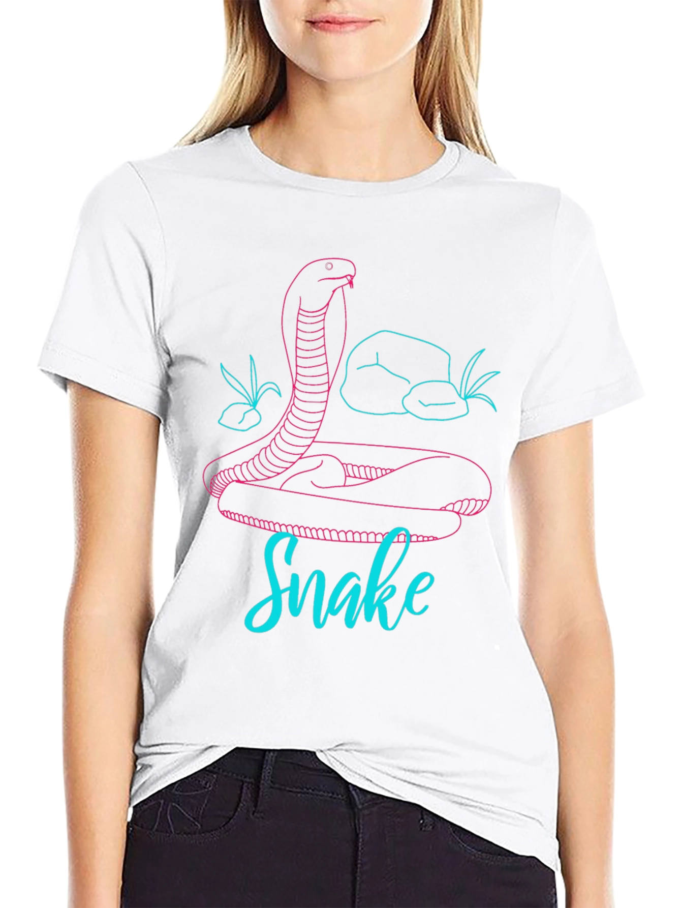 Snake Graphic Tee - Modern Line Art Design