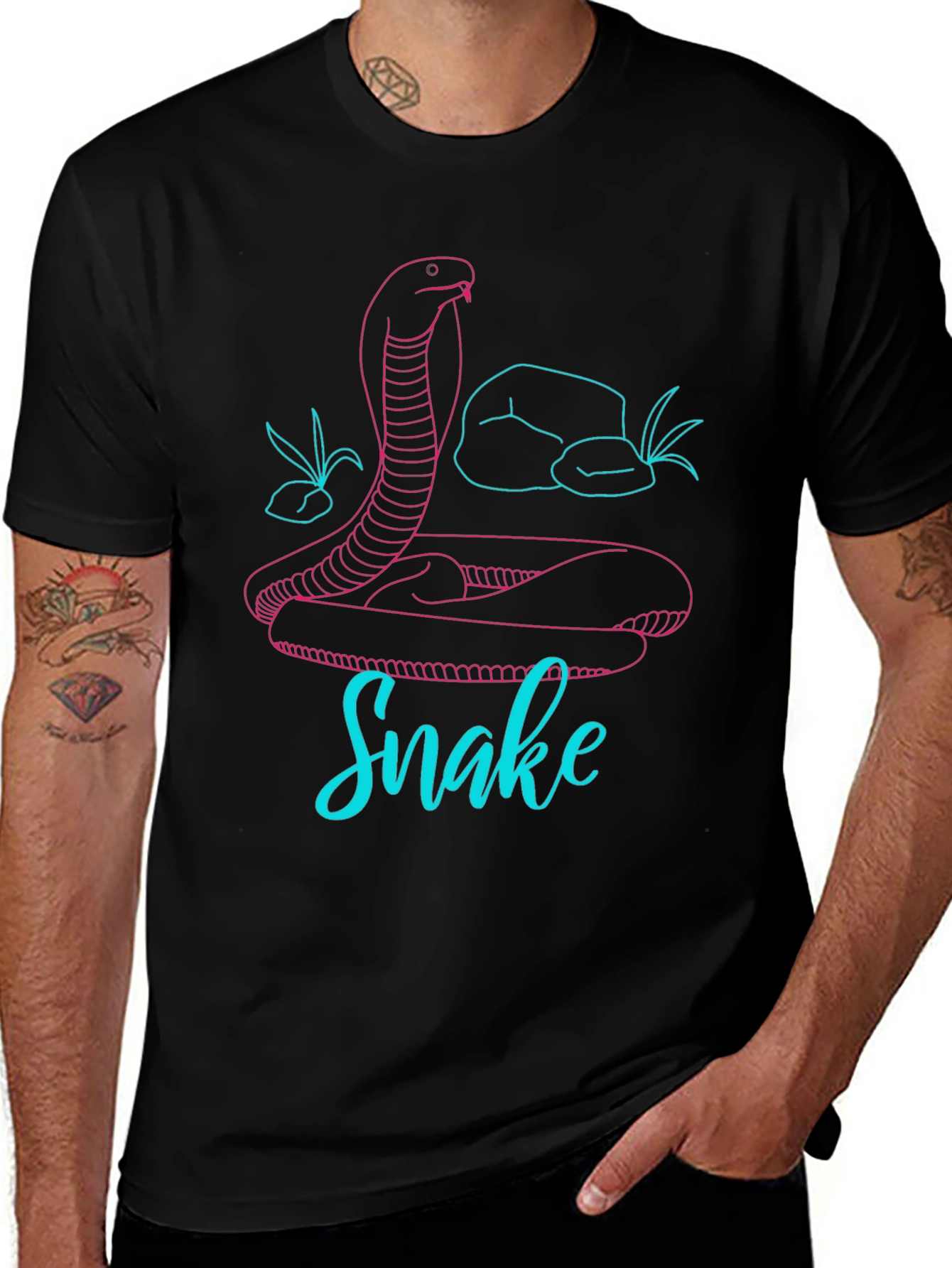 Snake Graphic Tee - Modern Line Art Design