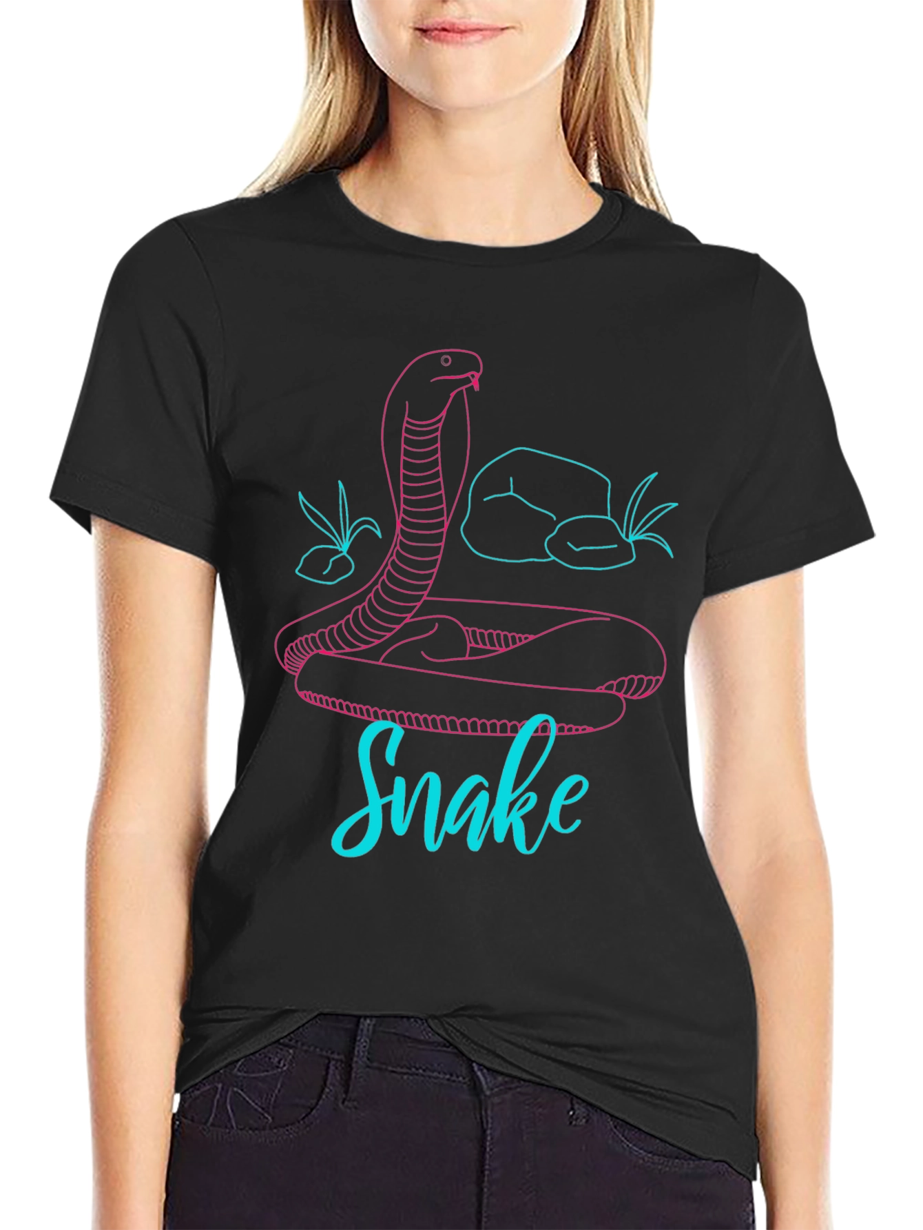 Snake Graphic Tee - Modern Line Art Design