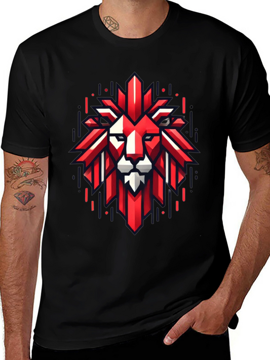 Geometric Lion Graphic Tee - Bold Style