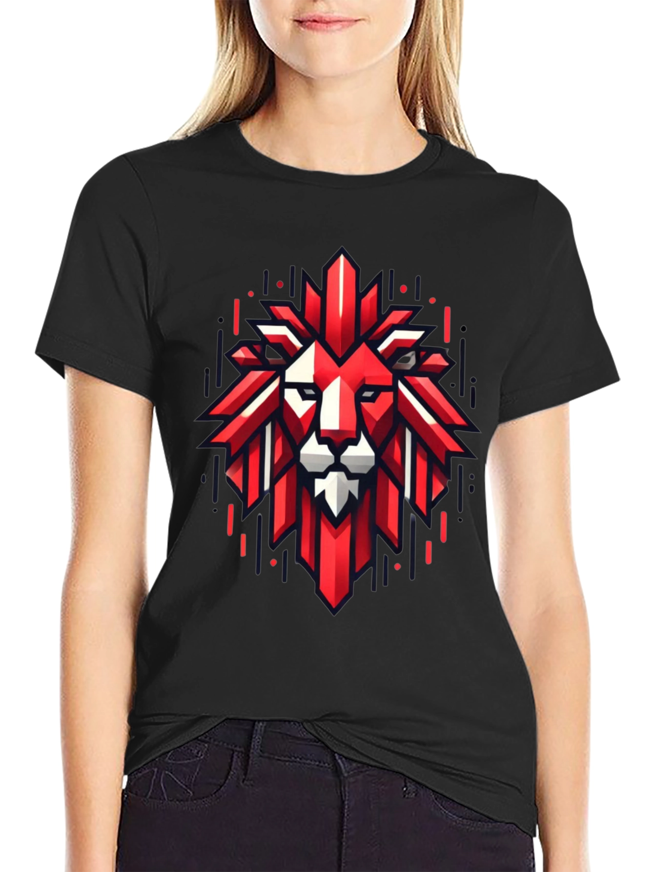 Geometric Lion Graphic Tee - Bold Style