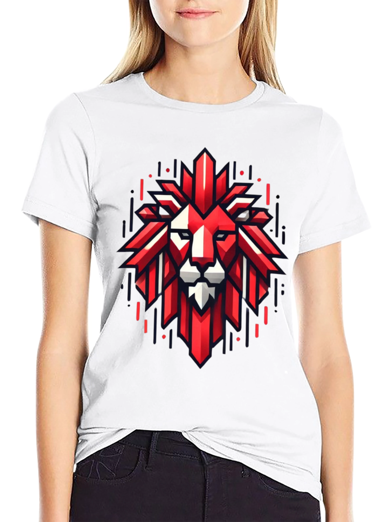 Geometric Lion Graphic Tee - Bold Style