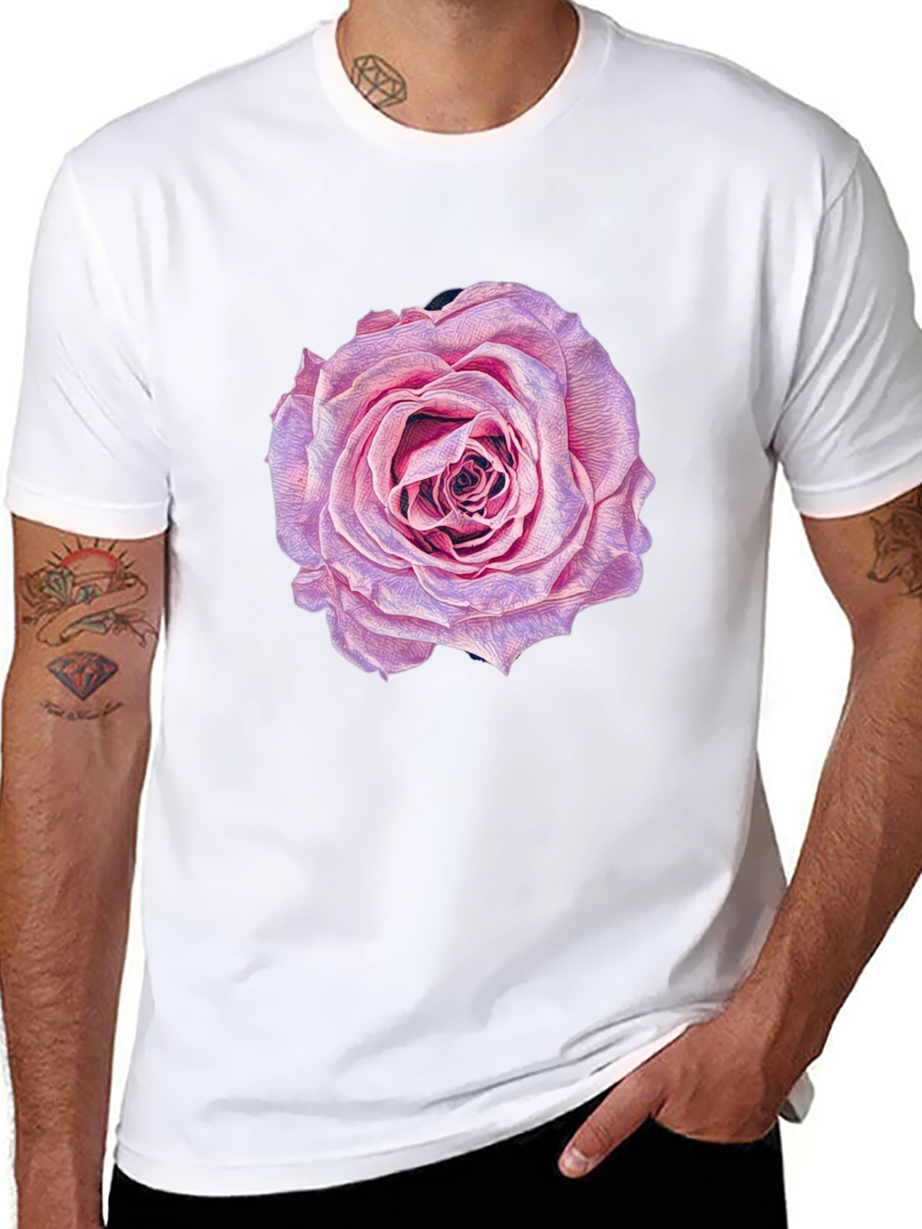 Rose Graphic Print Black T-Shirt