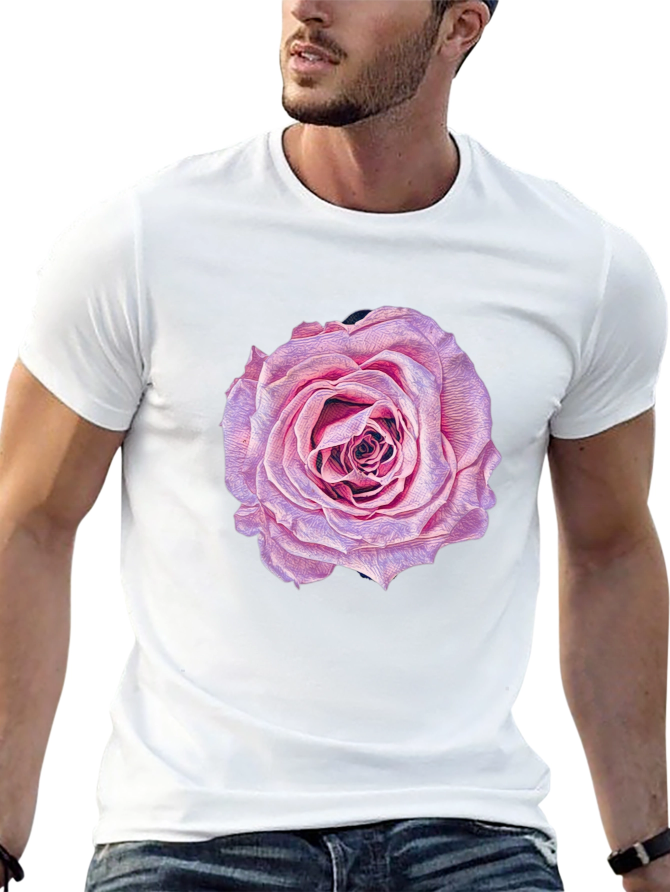 Rose Graphic Print Black T-Shirt