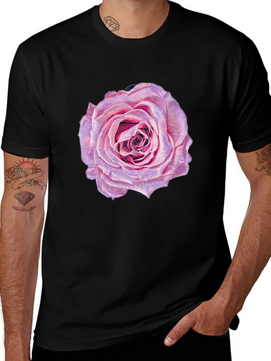 Rose Graphic Print Black T-Shirt
